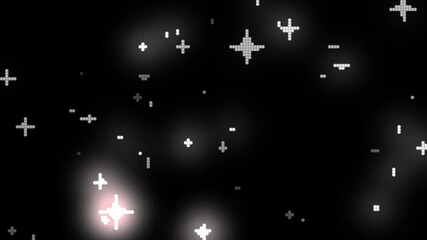 Wall Mural - loop glowing white stars particles animation motion flying on black abstract background. white stars
