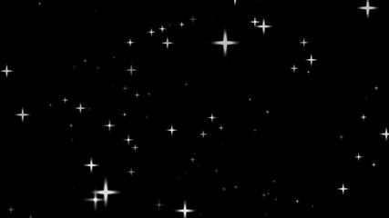 Wall Mural - loop twirly white stars particles animation motion flying on black abstract background. white stars 
