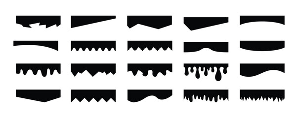 Wall Mural - Separators shapes for website presentation set. Curve Lines, Wave, Drops and triangular dividers for Top or Bottom Page. Frame of header
