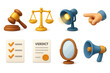 © Soliannikov Yevhenii - Judicial symbols icons set – 3d, legal and law elements for justice professionals