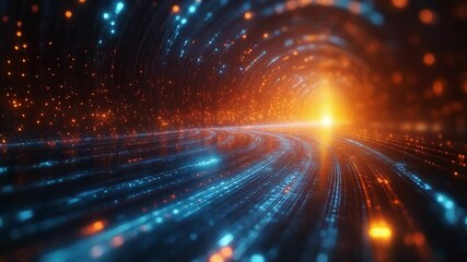 Leinwandbilder - Abstract digital tunnel with luminous particles: An immersive digital depiction of a tunnel, rendered with countless luminous particles creating a futuristic.
