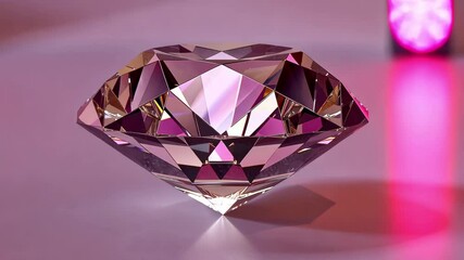 Fototapete - High-quality 4k stock clip showcasing a sparkling diamond in a soft-lit setting, revealing intricate facets and light reflections