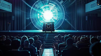 Fototapete - Exciting performance at a high-tech venue with a captivating light show and audience engagement