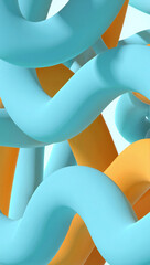 Poster - Abstract background with light blue and orange tubes rendering wallpaper art