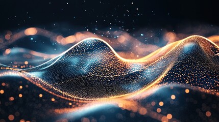 Fototapete - Abstract Glowing Waveform: Digital Art