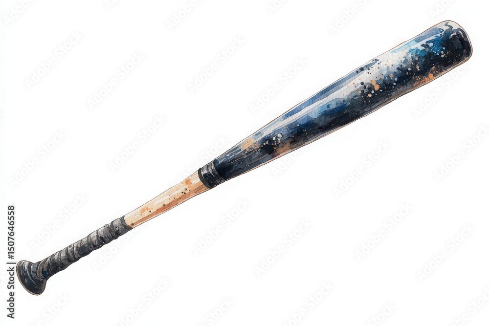 This wooden baseball bat features a smooth finish and detailed texture, highlighting its craftsmanship. The bat rests against a plain background, drawing attention to its curves and design.