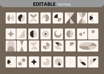 Poster - Collection of editable geometric shapes in neutral tones