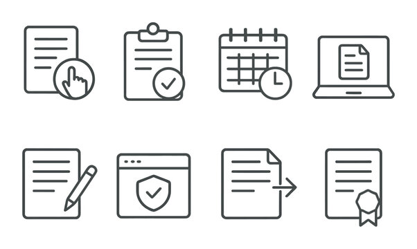 Academic outline icons set – educational, simple, and learning symbols for various uses