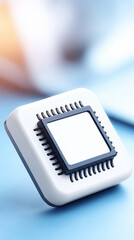 Poster - Sleek rendering of a processor chip symbolizing technology, innovation, and computing power. Ideal for illustrating artificial intelligence, digital transformation or futuristic concepts.