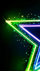 Poster - Vibrant Star Shape with Multicolored Neon Glow and Particle Effects on Dark Background