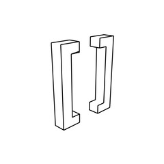 Poster - The outline of a large square brackets symbol is made with black lines. 3D view of the object in perspective. Vector illustration on white background