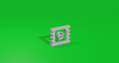 Poster - Isolated realistic white eSIM symbol front view with shadow. 3d illustration on green chroma key background