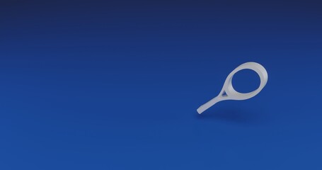 Poster - Isolated realistic white tennis racket symbol with shadow. Located on the right side of the scene. 3d illustration on transparent background
