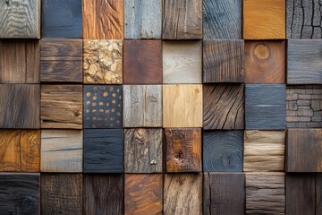 Poster - Variety of wooden textures arranged on a flat surface showcasing unique grains, colors, and finishes from different tree species