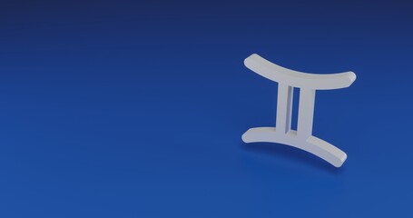 Poster - Isolated realistic white zodiac gemini symbol with shadow. Located on the right side of the scene. 3d illustration on transparent background
