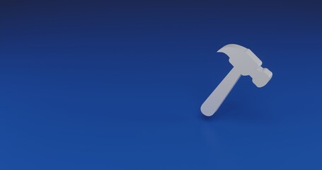 Poster - Isolated realistic white hammer symbol with shadow. Located on the right side of the scene. 3d illustration on transparent background