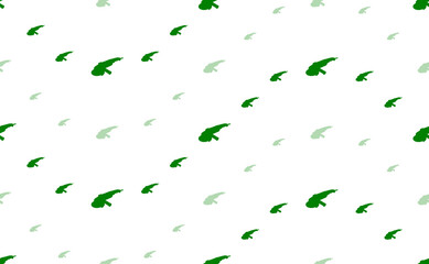Poster - Seamless pattern of large and small green angle grinder symbols. The elements are arranged in a wavy. Illustration on light green background