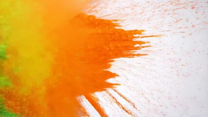 Poster - Dynamic burst of vibrant colorful pigments powder explosion against a white backdrop creating an abstract design