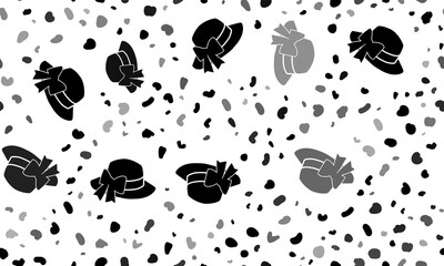Poster - abstract seamless pattern with women's hat symbols. creative leopard backdrop. illustration on trans