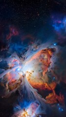 Wall Mural - breathtaking abstract view of a colourful nebula, a cluster of stars, dust, cosmic clouds with the n