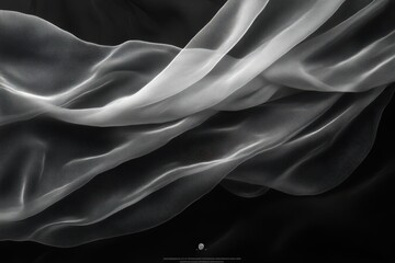 Fototapete - Delicate white fabric flowing gracefully against a dark background showcasing soft textures and elegant movement