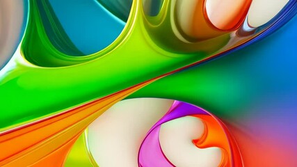 Poster - Swirling colorful background with fluid shapes featuring blue, pink, yellow, orange and green colors for vibrant graphic design elements