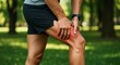 © Анастасия Макевич - Athlete holding painful leg muscle during run