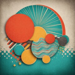 Poster - Abstract Geometric Composition with Colorful Circles and Decorative Patterns