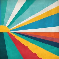 Poster - Abstract Artwork Featuring Sunlight Rays and Vivid Color Stripes