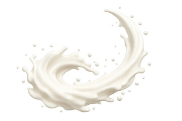 Poster - White creamy milk or yogurt splash rotating and swirling on transparent background, perfect for advertising dairy products
