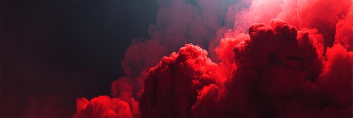 Poster - Red Smoke Clouds Against Dark Background