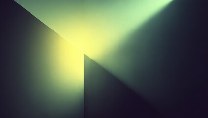 Poster - Abstract Geometric Shapes In Dark Green And Yellow Lighting