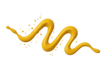 Poster - Yellow mustard is splashing, creating a wavy line with droplets, isolated on a transparent background