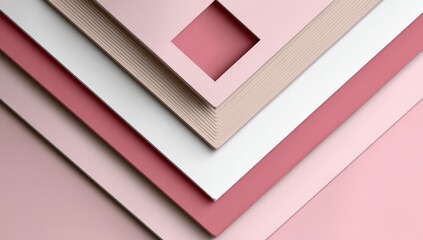 Poster - Abstract Geometric Design With Layered Shapes In Pink Shades