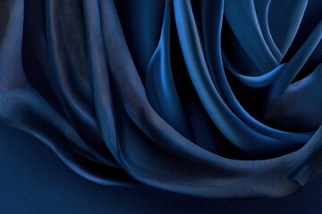 Poster - Deep Blue Draped Fabric With Intricate Pattern