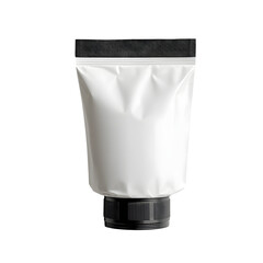 Poster - A white sealed foil snack packaging pouch mockup on a plain background perfect for showcasing product branding and design