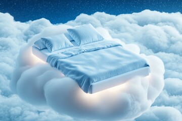 Wall Mural - bed is floating in the sky with clouds surrounding it
