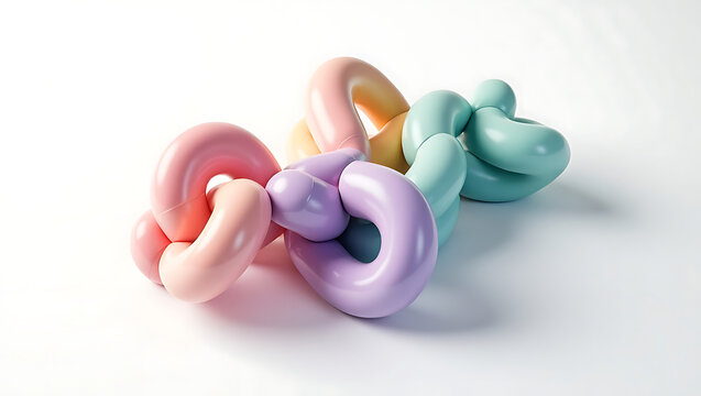 Abstract Organic Structure Highly Detailed 3D Render of Interconnected Pastel Forms