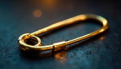 Wall Mural - Close-up of a gold-plated safety pin, gleaming under soft light, symbolizing secure protection and valuable safety , reliable, isolated