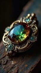 Wall Mural - close-up of antique jewelry, sparkling with age and displaying a captivating, nostalgic gleam the in
