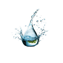 Poster - A photograph of a single smooth and round water droplet with light reflections isolated against a pure white background