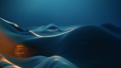 Aufkleber - Abstract Fluidscape: Golden Orb in Deep Blue