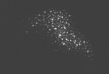 Wall Mural - white sparkling stars, shiny particles light effect, transparent flying stardust texture, abstract t