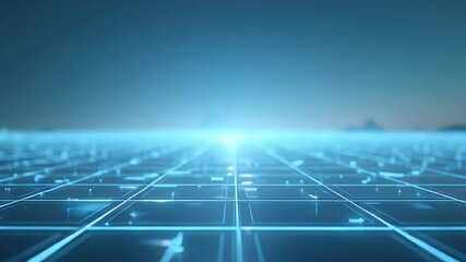 Aufkleber - Cybernetic Grid Horizon: Blue Digital Network