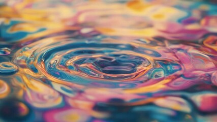 Poster - colorful water ripple: a mesmerizing close-up view of water, revealing concentric ripples of vibrant