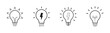 © Creative Sparkle - Set of light bulb vector icons. Lighting Electric lamp, electricity, shine, shiny. Lamp, lightbulb icon set.  Light Bulb line icon vector, isolated on white background.