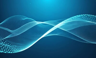 Wall Mural - abstract blue wave patterns with light effects, creating a serene digital atmosphere