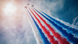 Paris Air Show, Air Show Jets Red White and Blue Smoke Trails Aerobatic Display