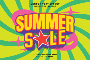 Leinwandbilder - Summer sale editable text effect 3D style. Editable font and typography effect summer sale template suitable for summer vibes, summer holiday, summer event, summer festival