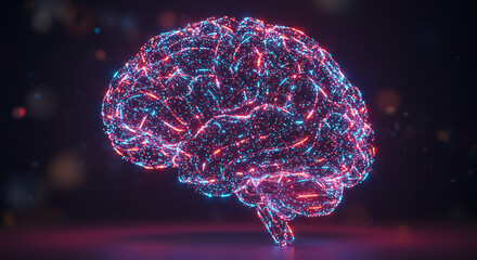 Poster - Abstract Glowing Brain Neural Network AI Technology Artificial Intelligence Concept